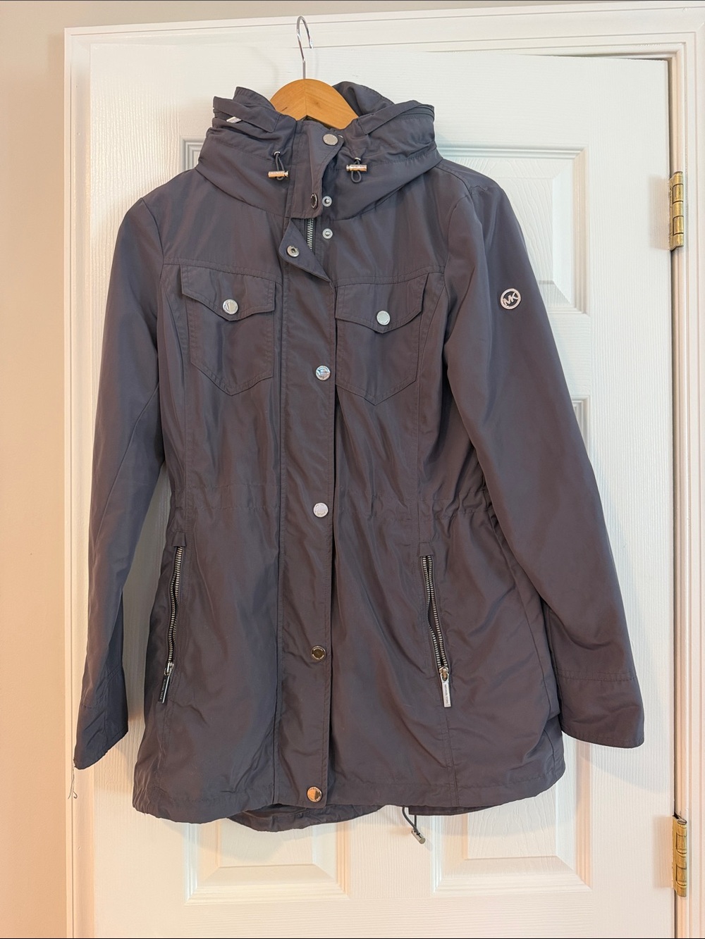 Michael Kors Hooded Utility Jacket - Charcoal Gray, Size M